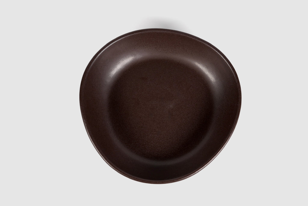 Pasta Triangular Plate by Humo 1810 – pardo stoneware, shallow coupe, soft triangular rim, 8.25 inch