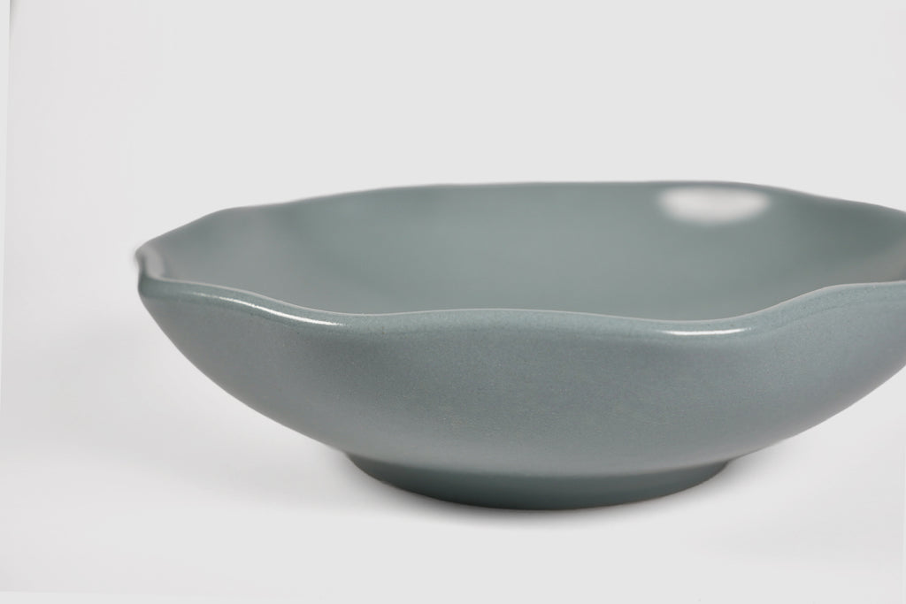 Bowl Safin by Humo 1810 – jade gloss stoneware, flowing undulating rim, wide 7.75 inch
