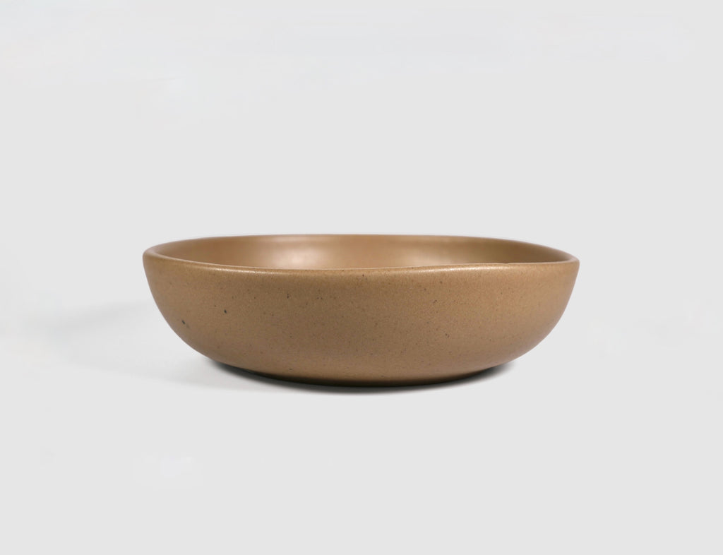 Pasta Triangular Plate by Humo 1810 – pardo stoneware, shallow coupe, soft triangular rim, 8.25 inch