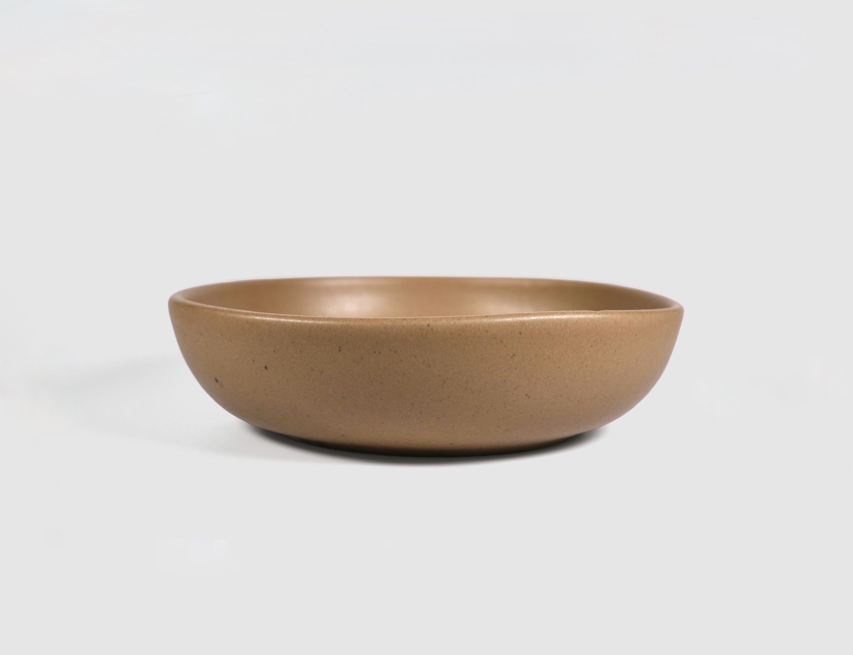 Pasta Triangular Plate by Humo 1810 – pardo stoneware, shallow coupe, soft triangular rim, 8.25 inch