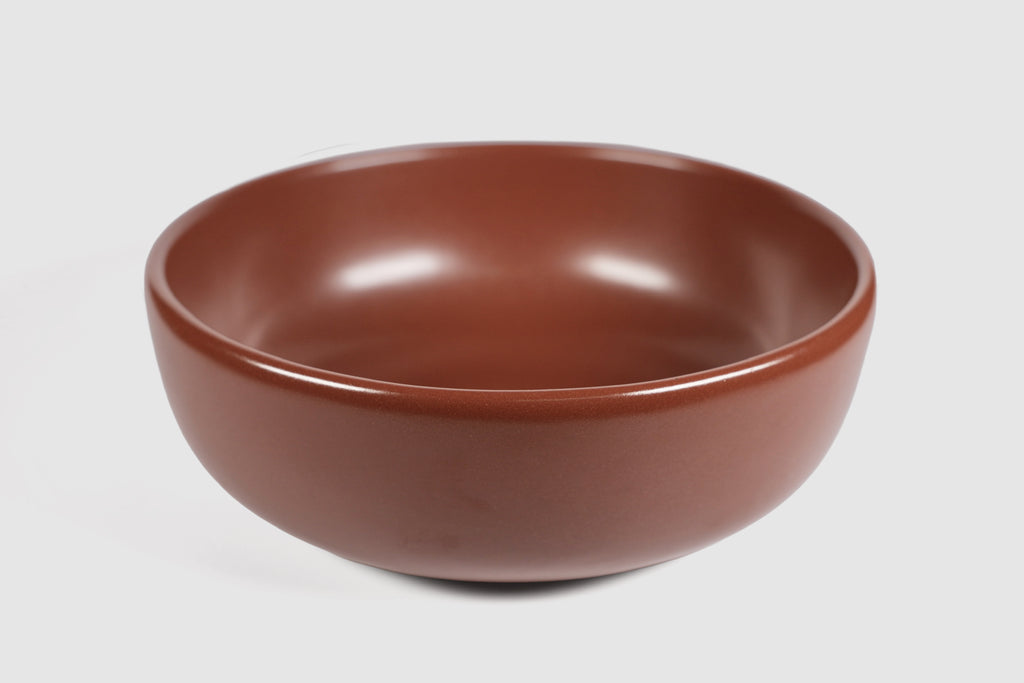 High Curved Bowl by Humo 1810 – deep stoneware, inward-curving walls, rolled matte rim, 8.25 inch