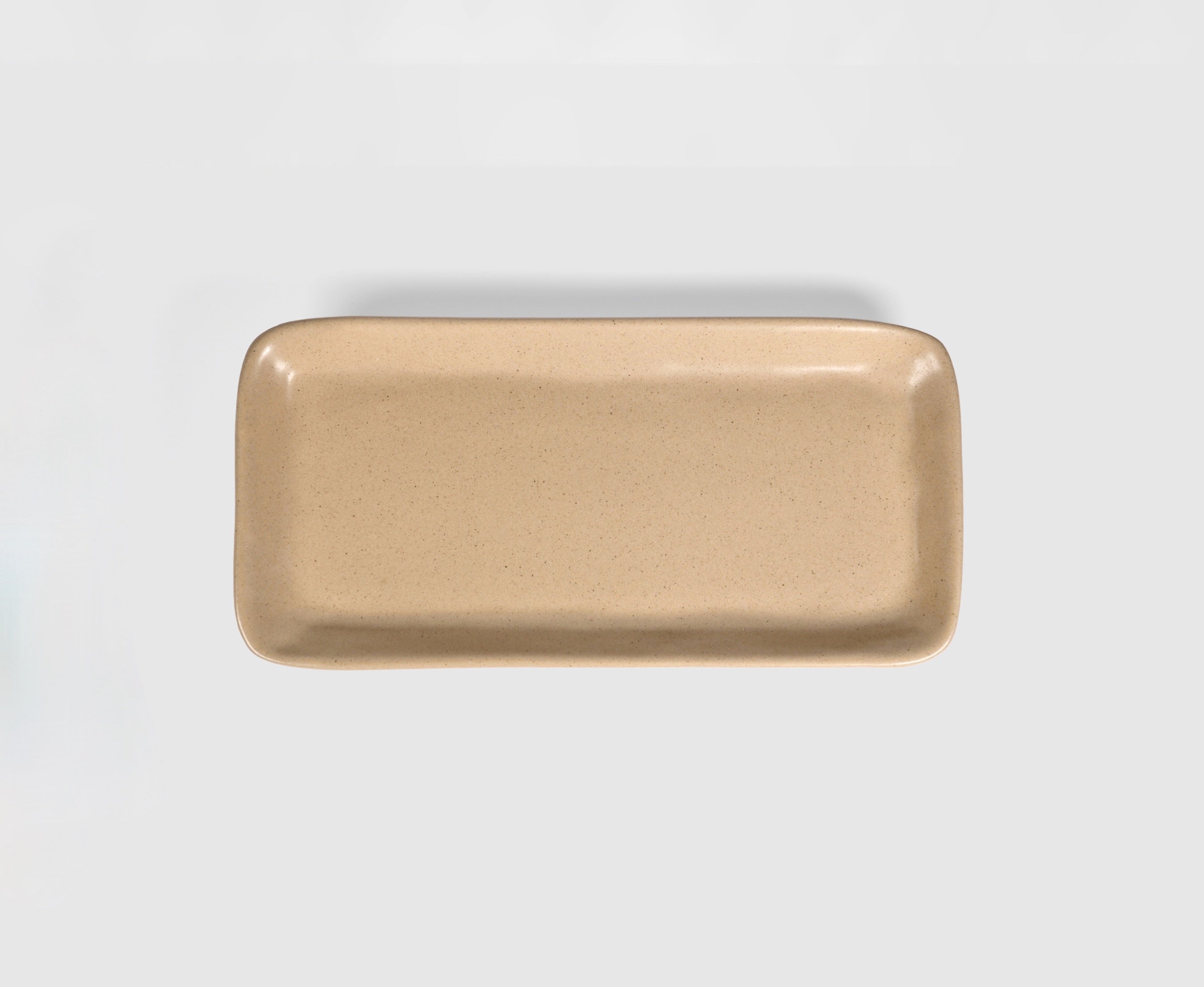 Flat Rectangular Tray by Humo 1810 – olive semi-matte ceramic, rounded corners, 11.25 inch